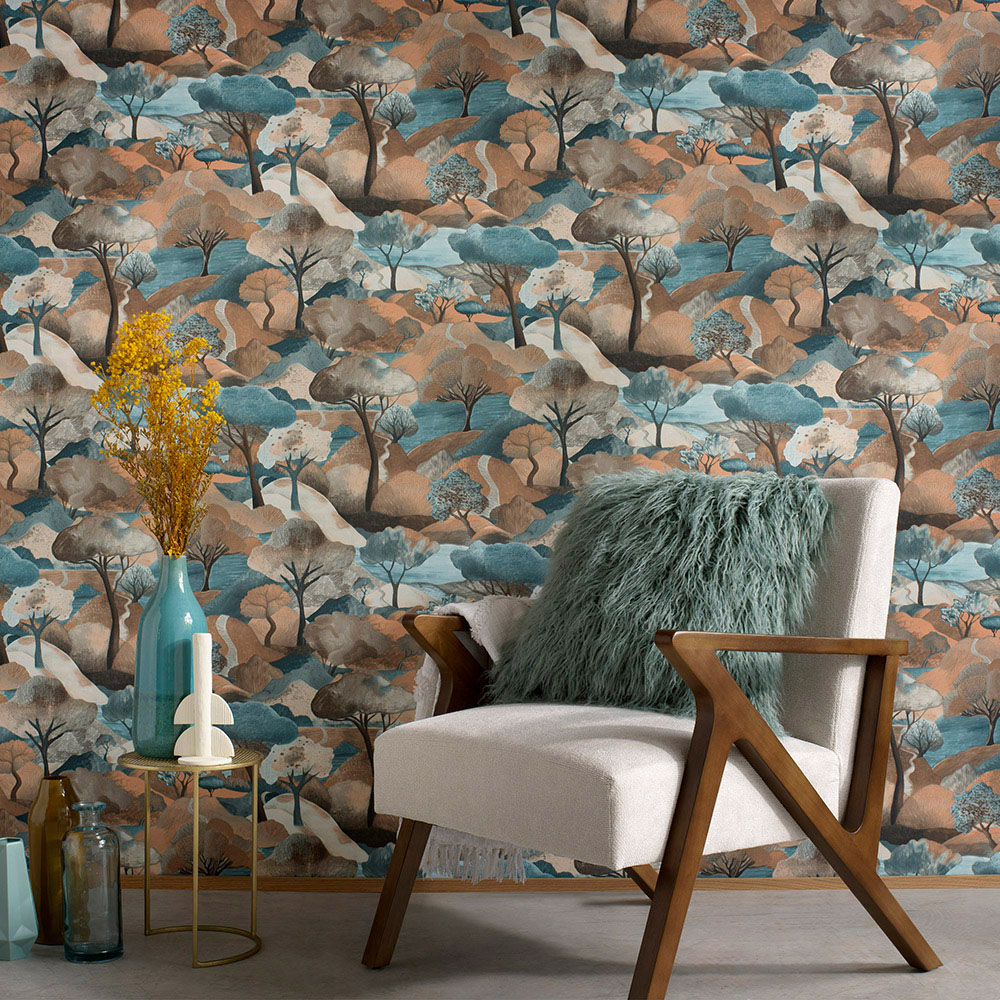 Erismann Tree Landscape Brown Vinyl Wallpaper Image 4