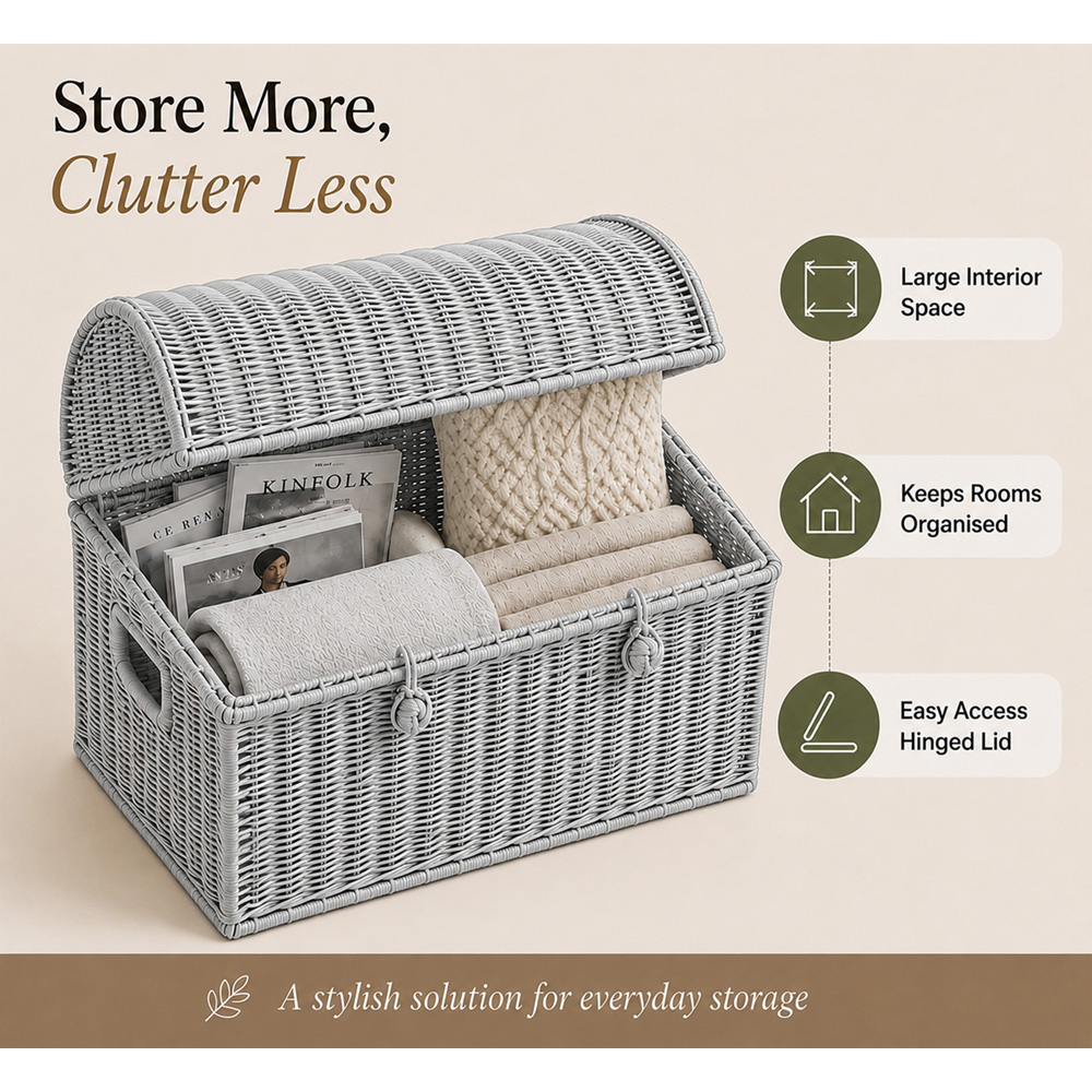 Home Republic Grey Rattan Woven Storage Chest Image 4