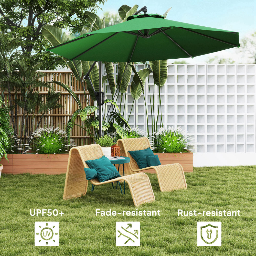 Outsunny Green Banana Cantilever Parasol with Cover and Wind Strap 3m Image 5