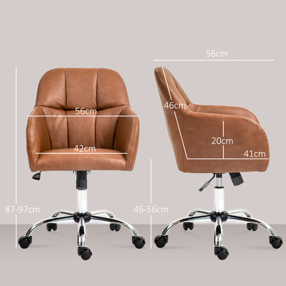 Portland Brown PU Leather Swivel Office Chair Image 9