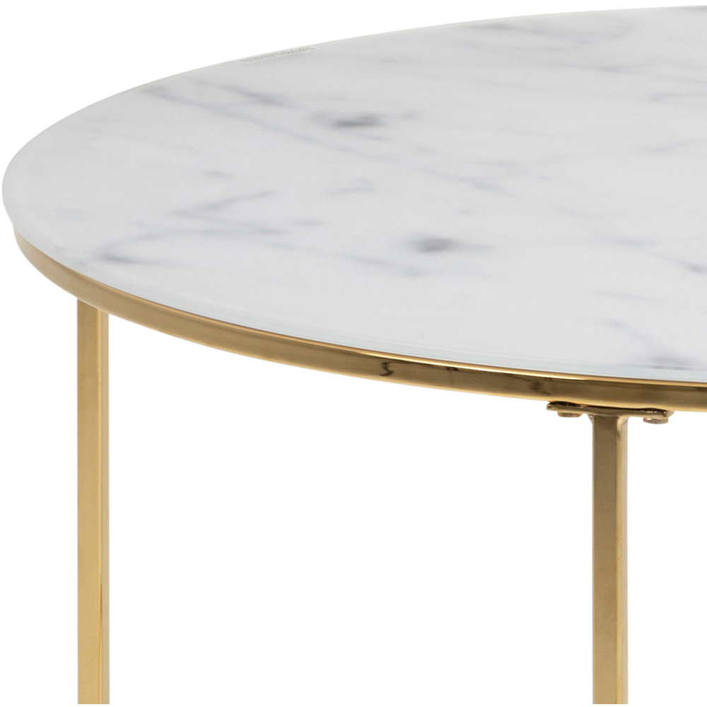 Florence Bolton White Marble Glass and Gold Round Coffee Table Image 5