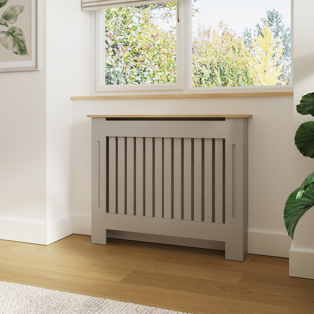 GFW Longslow Sleek Grey Vertical Slat Radiator Cover Medium Image 2