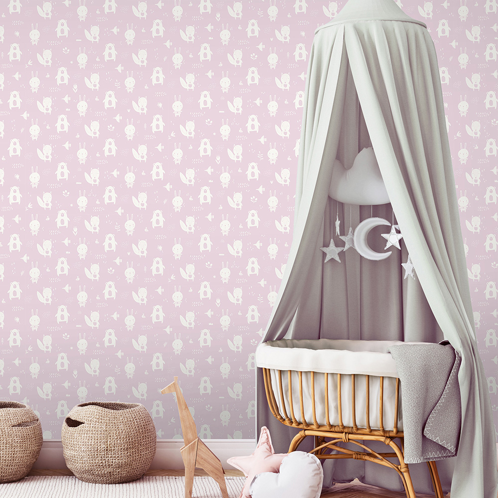 Muriva Little Critters Pink Wallpaper Image 2