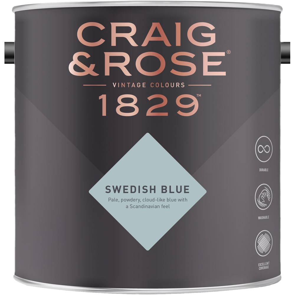 Craig & Rose Kitchen and Bathroom Swedish Blue Eggshell Paint 2.5L Image 2