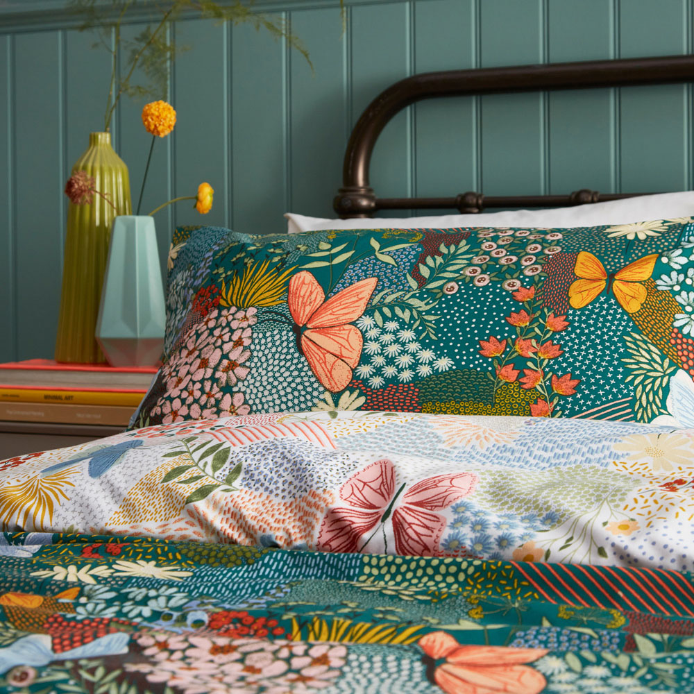 furn. Forage King Size Teal Duvet Set Image 3