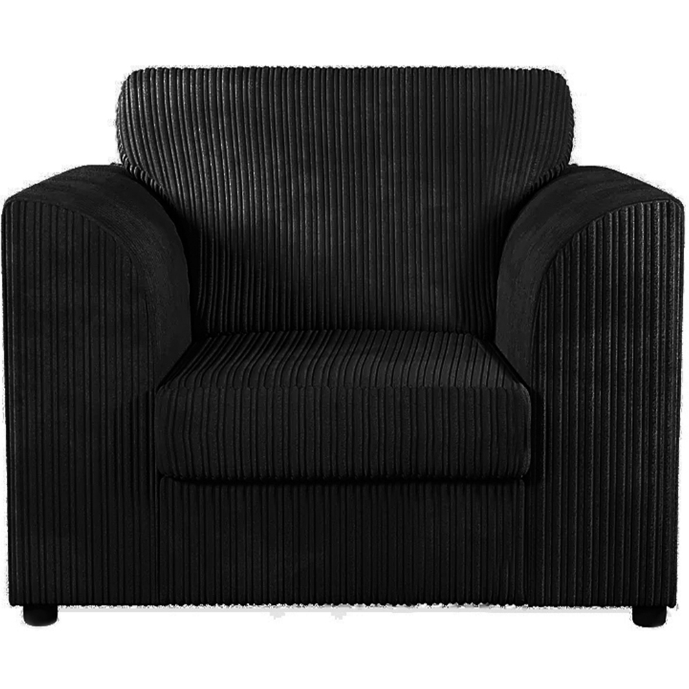 Luxor Single Seater Black Jumbo Cord Armchair Image 2