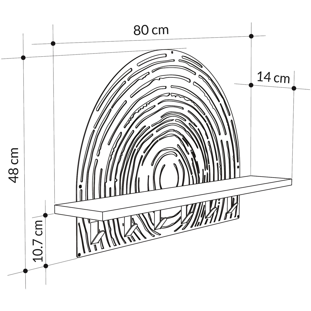 Decortie Single Shelf 6 Hooks White Pine Coat Hanger Image 6