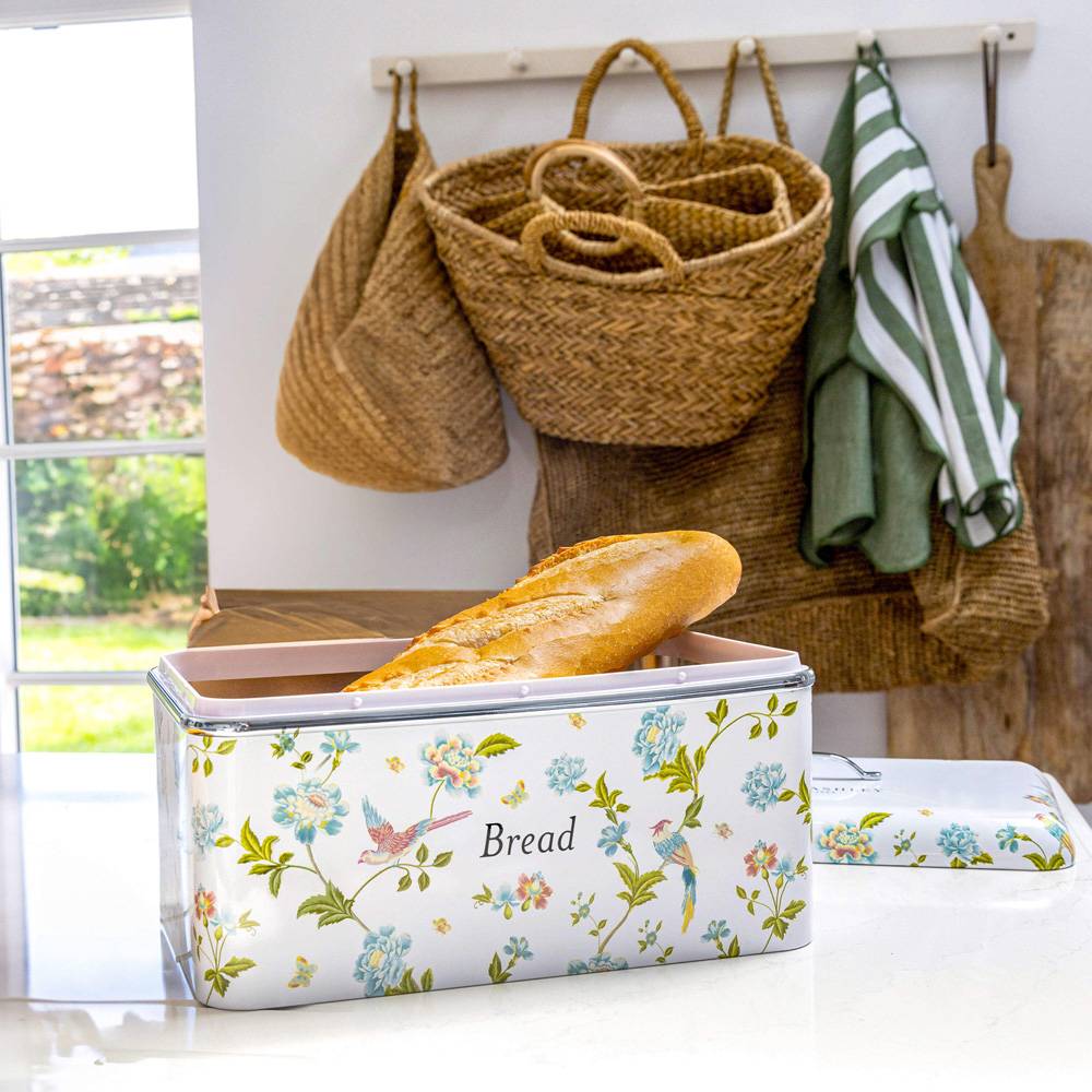 Laura Ashley White Floral Bread Bin Image 2