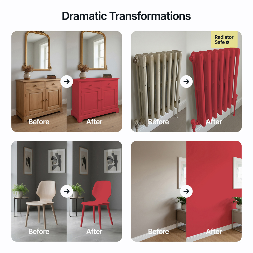 Hemway Pomegranate Red Furniture and Walls Matt Chalk Paint 1L Image 5