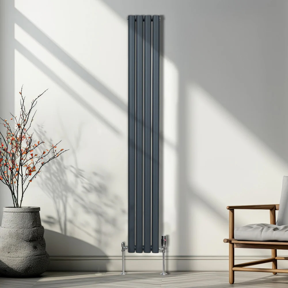 Monster Shop 3211BTU Anthracite Grey Oval Column Radiator 1800 x 240mm Image 2