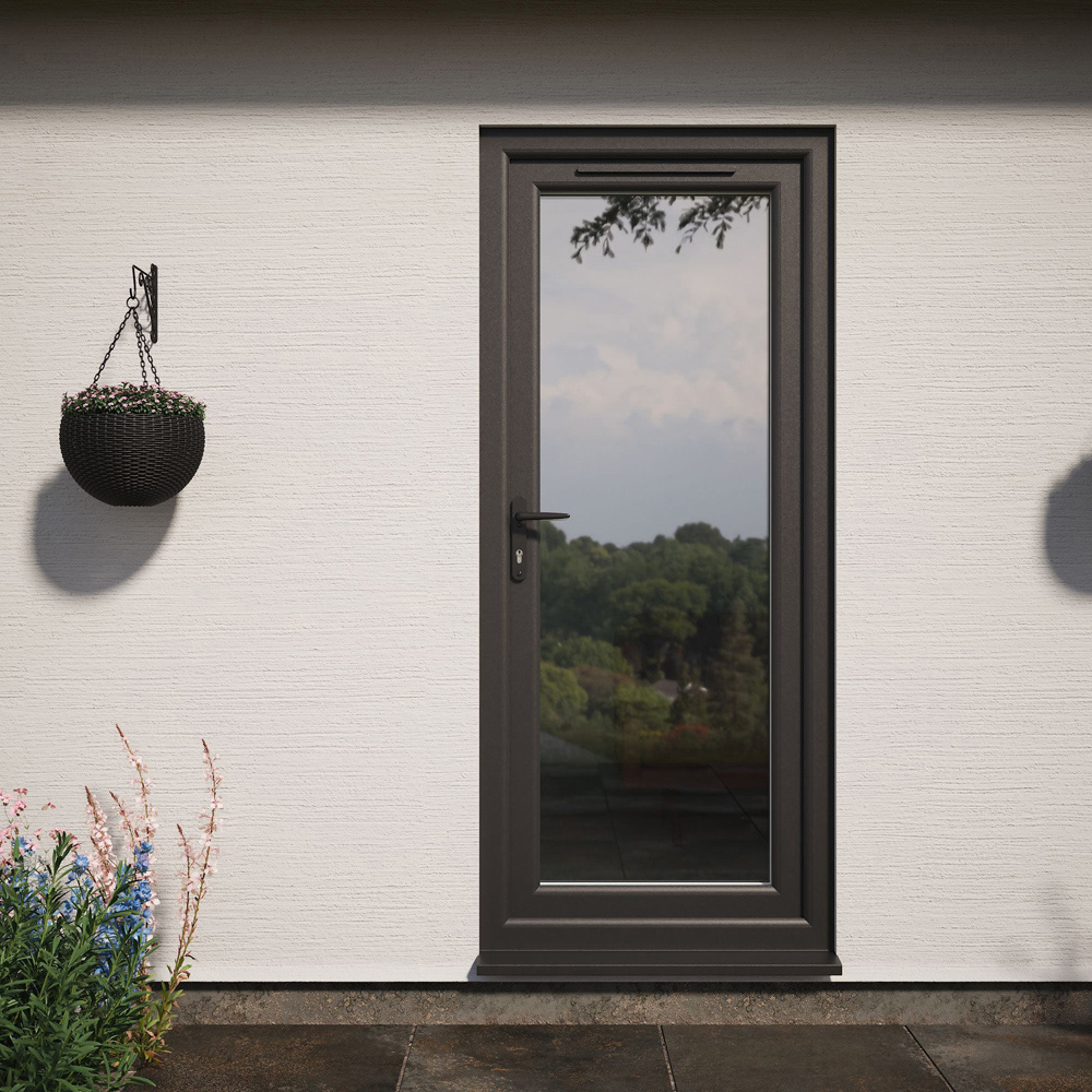 Crystal Black and White Full Glass RH Open Obscure Double Glazed Door 890 x 2090mm Image 2