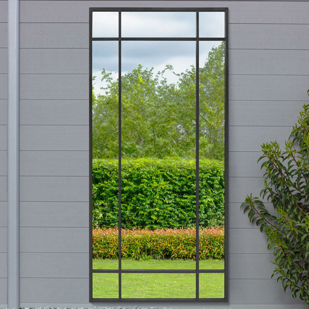 MirrorOutlet The Genestra Black Contemporary Wall and Leaner Garden Mirror 180 x 85cm Image 2