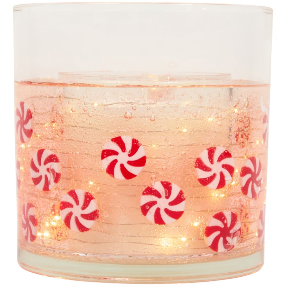 XL Candy Cane Glass LED Light Up Candle Image 3