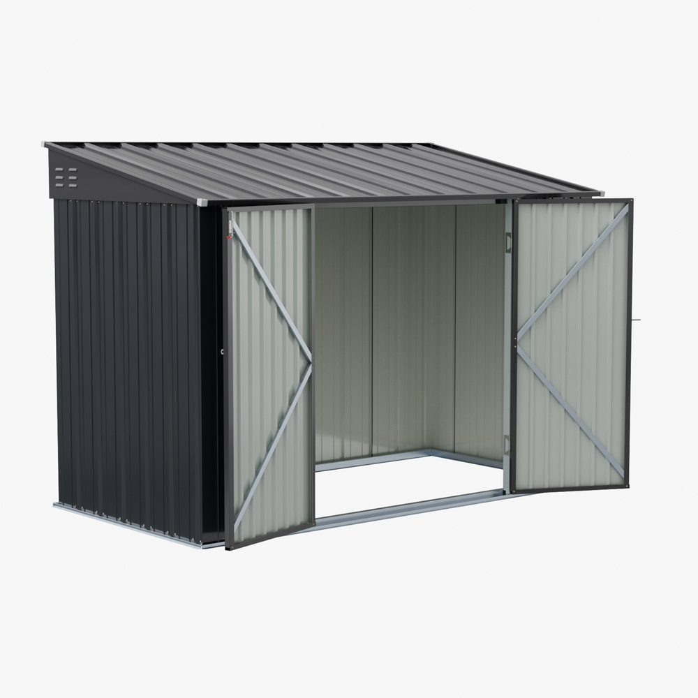 Living and Home 10 x 5ft Black Metal Pent Garden Storage Shed Image 5