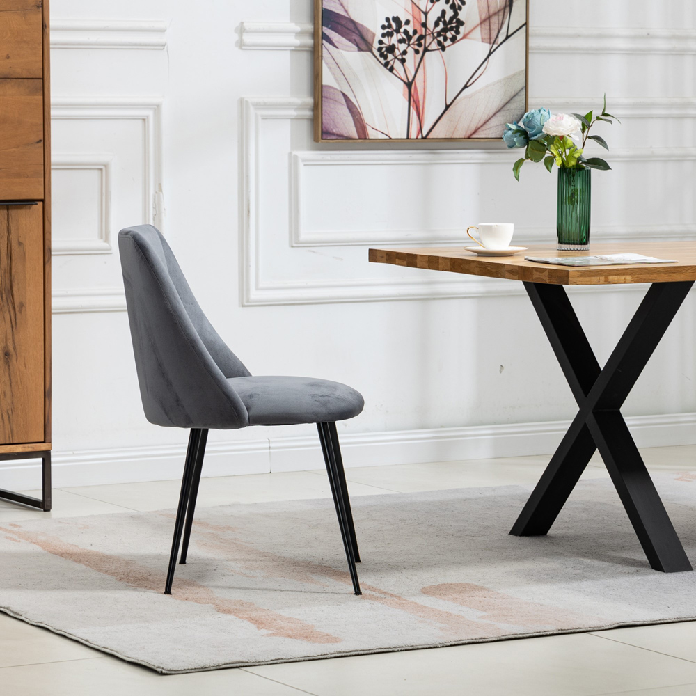 Artemis Home Morandi Set of 2 Grey Velvet Dining Chair Image 4