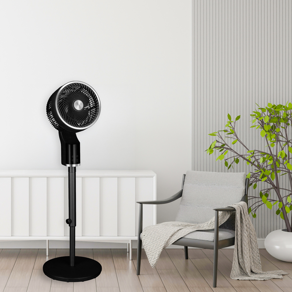 TCP Black Quiet Powerful Cooling 3D Oscillation Remote Control Pedestal Fan Image 2