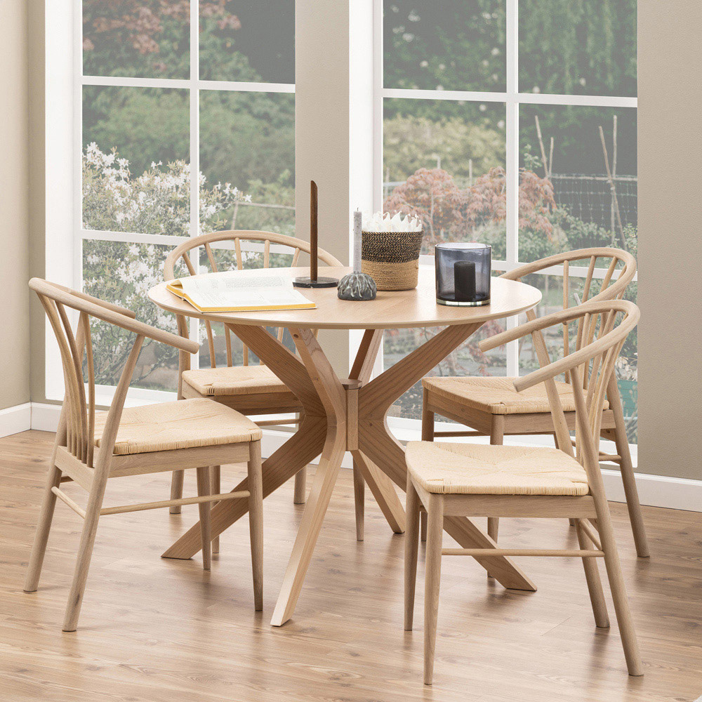 Florence Cassandra Set of 2 White Oak Dining Chairs with Armrest Image 9