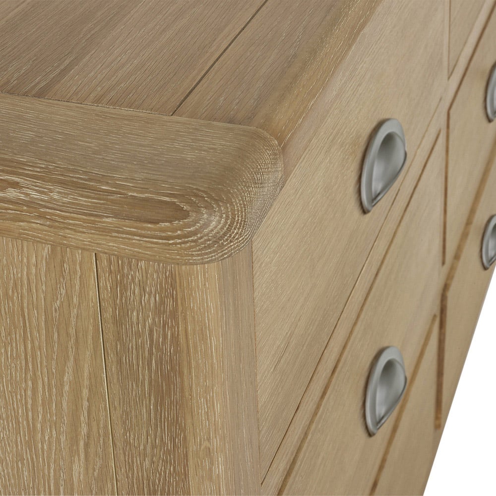 Julian Bowen Memphis 6 Drawer Limed Oak Wide Chest of Drawers Image 8