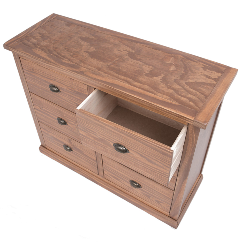 Cabinet Bits Tirolo 6 Drawer Brown Brass Cup Handle Chest of Drawers Image 5