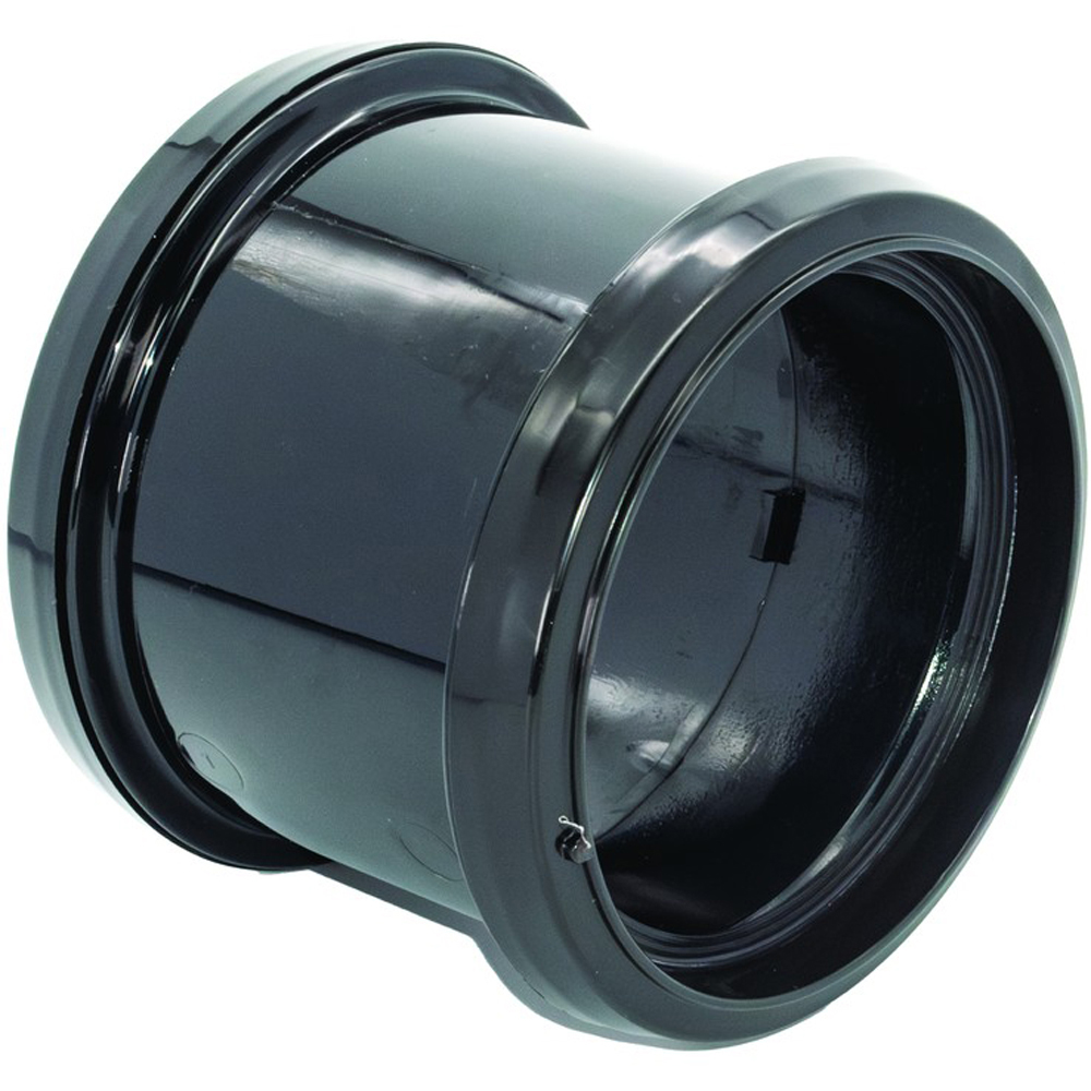 FloPlast Ring Seal Soil Coupling Double Socket Black 110mm Image 2