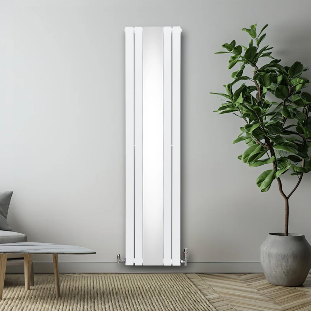 Monster Shop 6012BTU White Flat Panel Mirror Radiator with Valves 1800 x 425mm Image 2