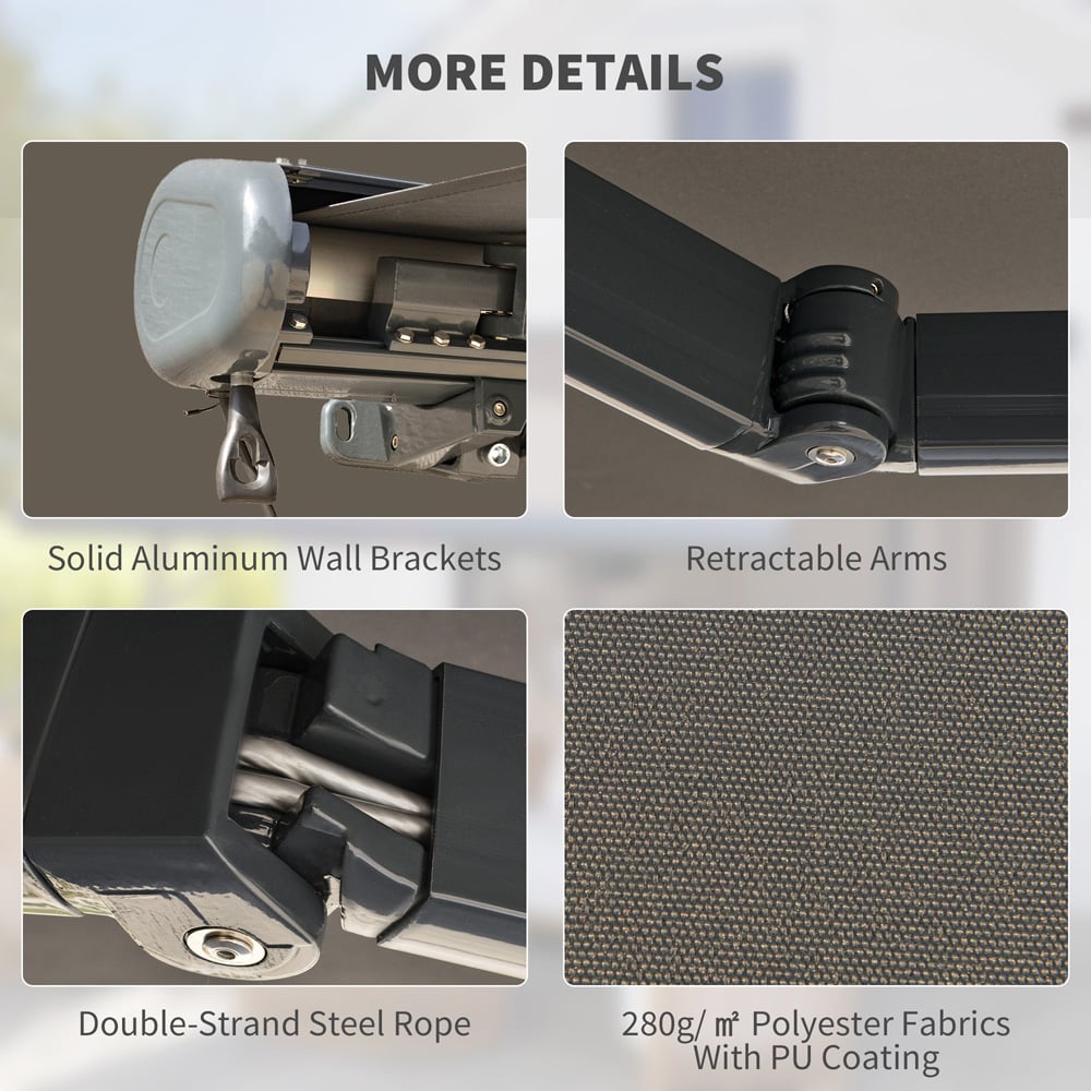 Outsunny Light Grey Retractable Electric Awning with Remote Control 3 x 3.4m Image 7