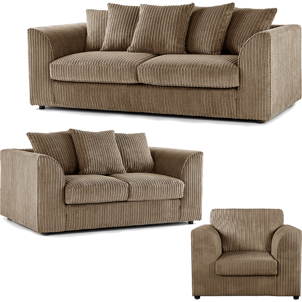 Luxor 6 Seater Coffee Jumbo Cord Scatter Back Sofa Suite Image 2