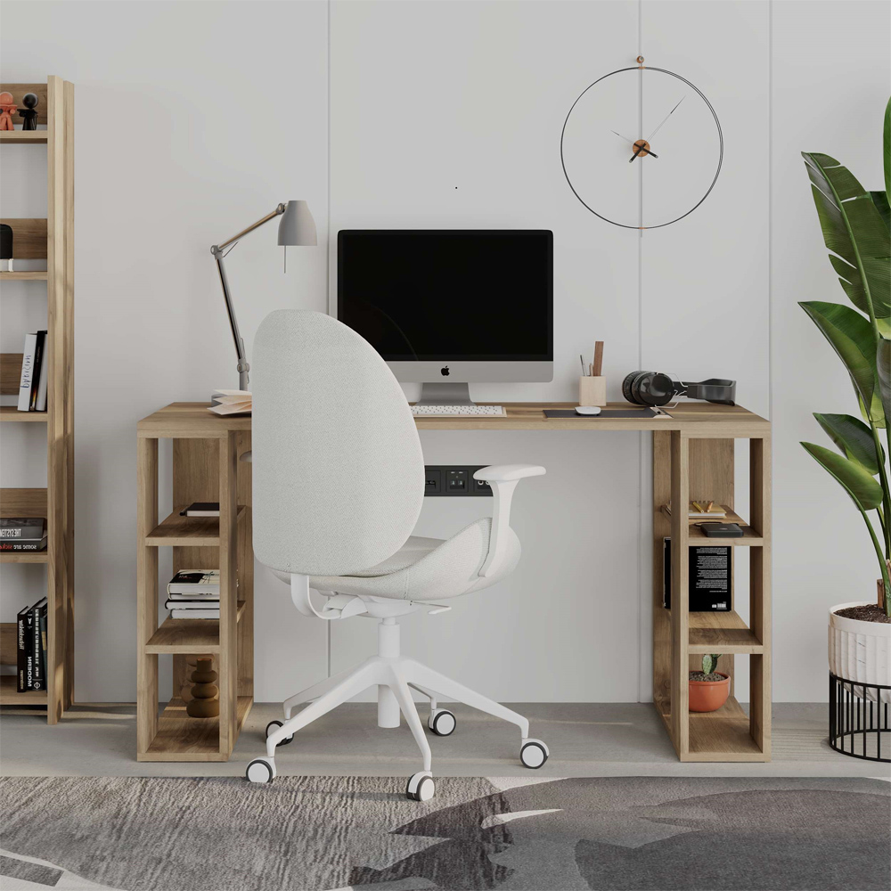 Decortie Colmar Dark Oak Effect Desk with Bookshelf Legs Image 4