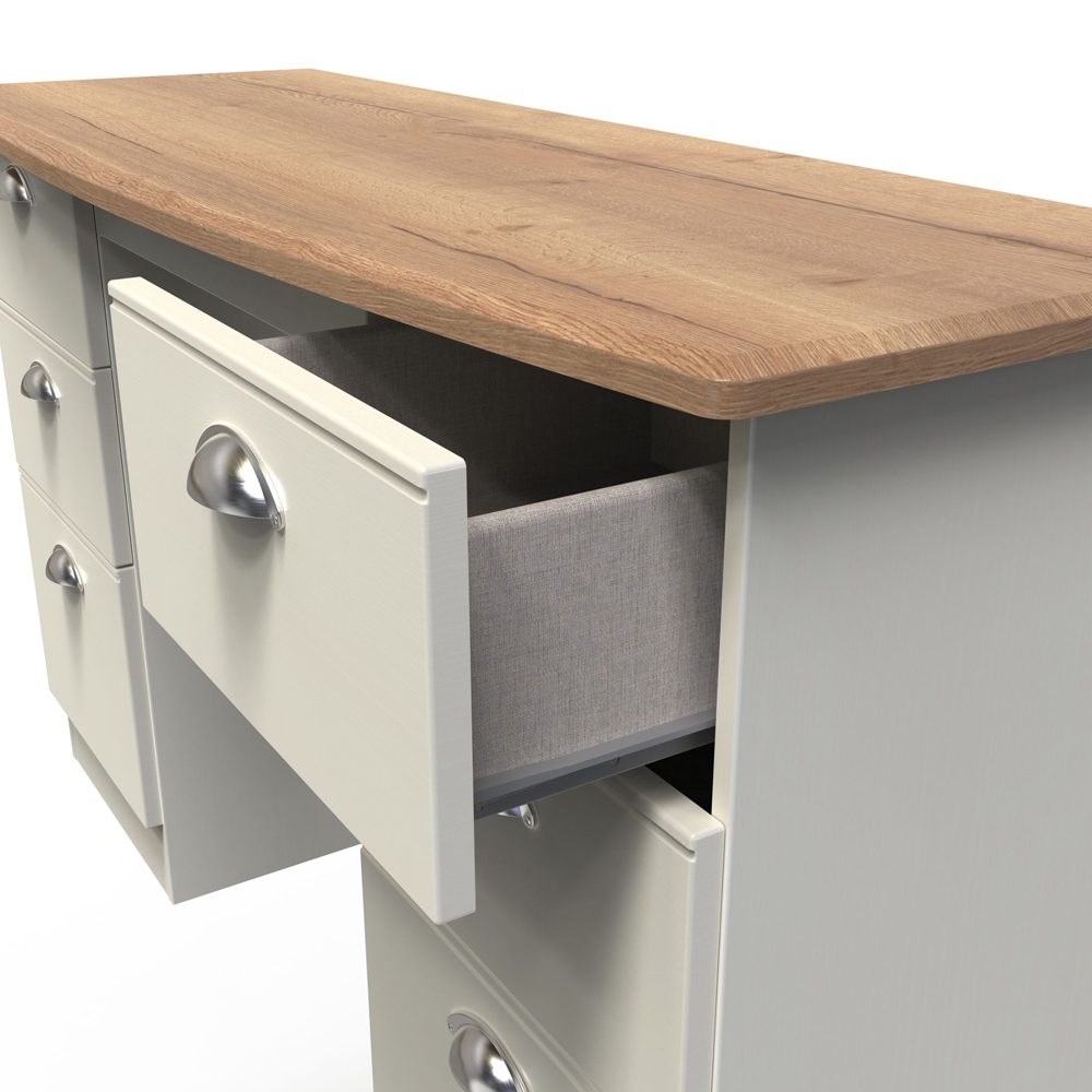 Crowndale Victoria 6 Drawer Cream Ash and Oak Kneehole Desk Image 6