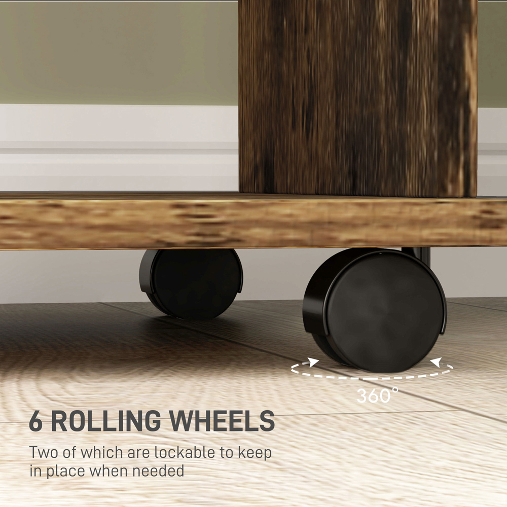 Portland 3 Shelf Rustic Brown Double Open Wardrobe with Hanging Rail Image 8