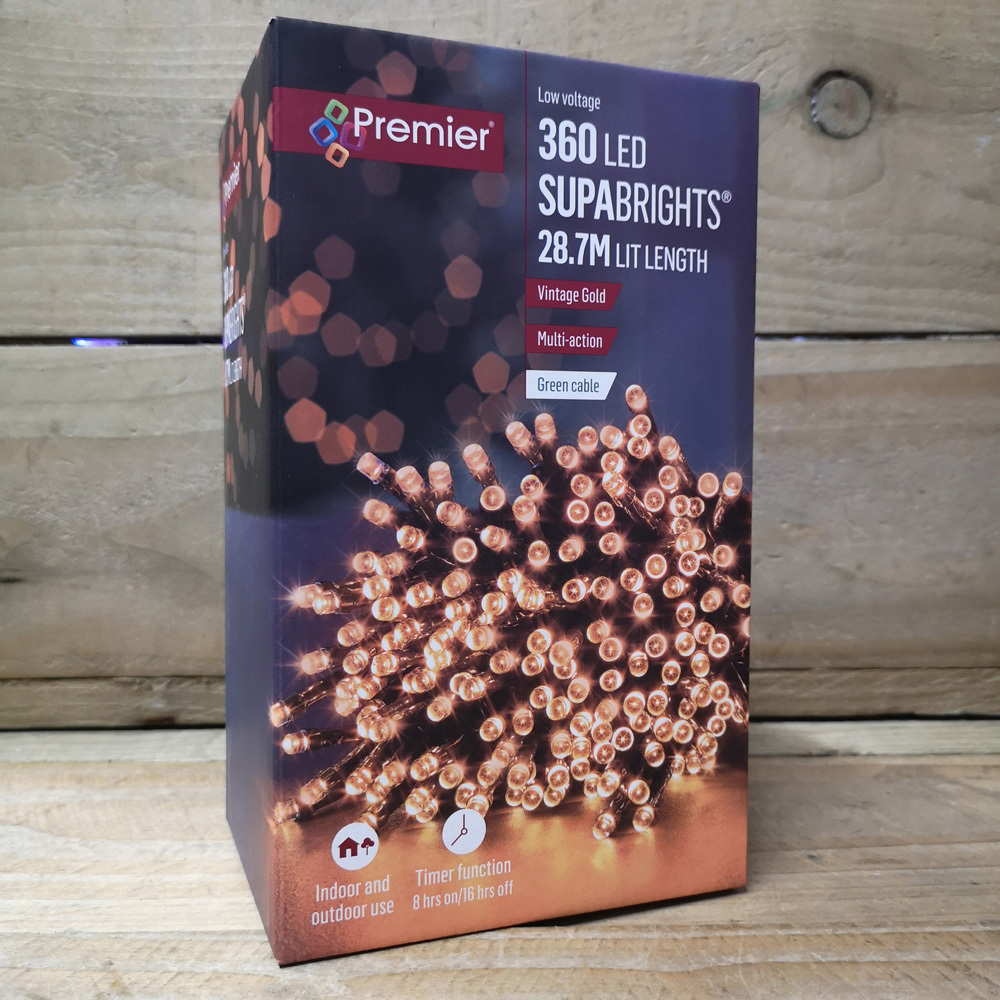 Premier SupaBrights 360 Vintage Gold LED Multi-Function Christmas String Light 28.7m Image 9