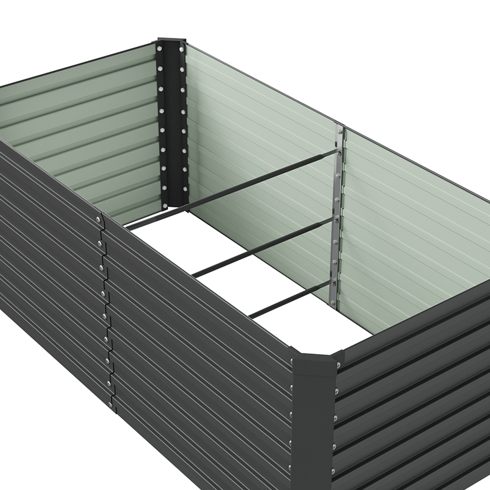 Living and Home Black Large Rectangular Galvanised Steel Raised Garden Bed 160 x 80cm Image 4