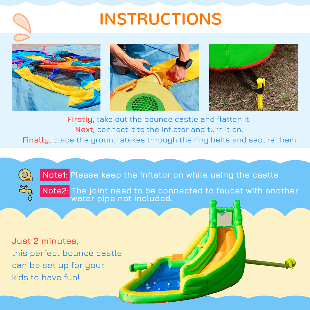 Outsunny Kids Dinosaur Theme Bouncy Castle with Blower Image 5