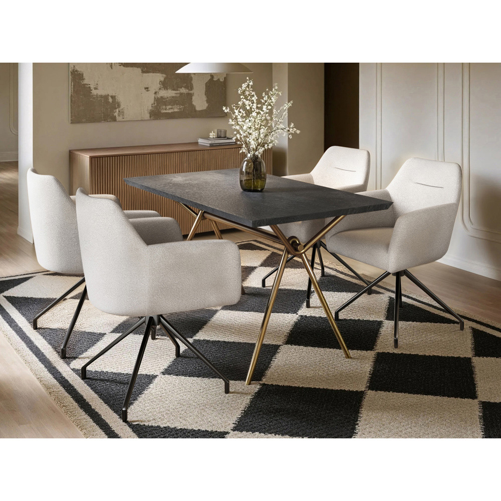 SOLACE+CO Isla Set of 2 Cream Swivel Dining Chair Image 8