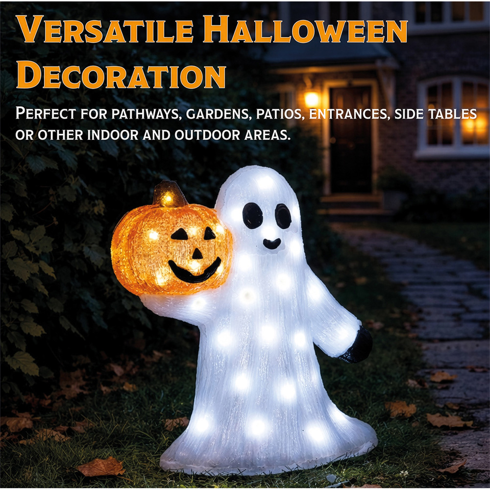 FXLab 50 White LED Pumpkin and Ghost Halloween Decoration 28 x 12.5 x 29.5cm Image 6