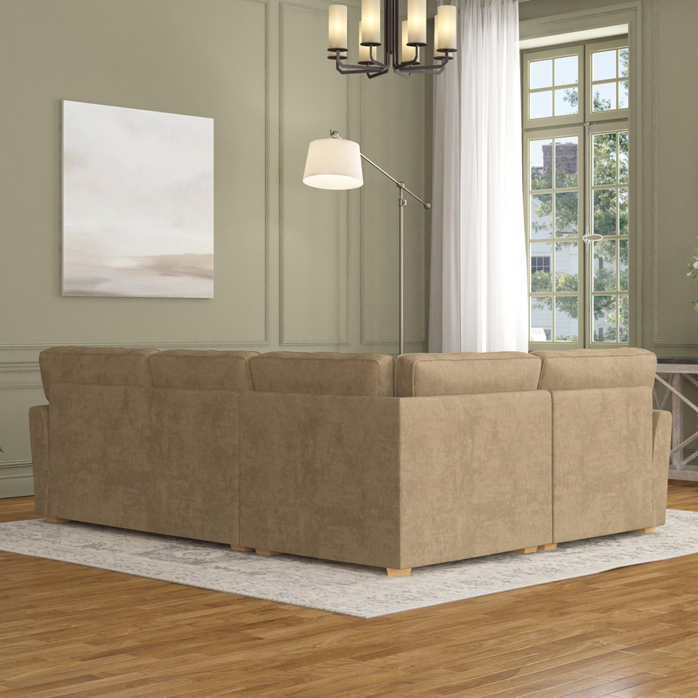 Wendleberry 3 Seater Mink Plush Velvet Fixed Back Left Hand Corner Sofa Image 6