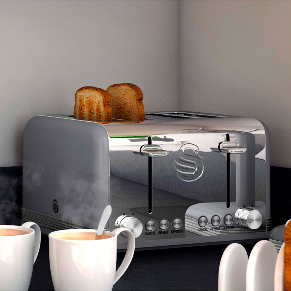 Swan Retro EEJB211 Grey Coffee Machine with 4 Slice Toaster and 1.5L Kettle Set Image 2