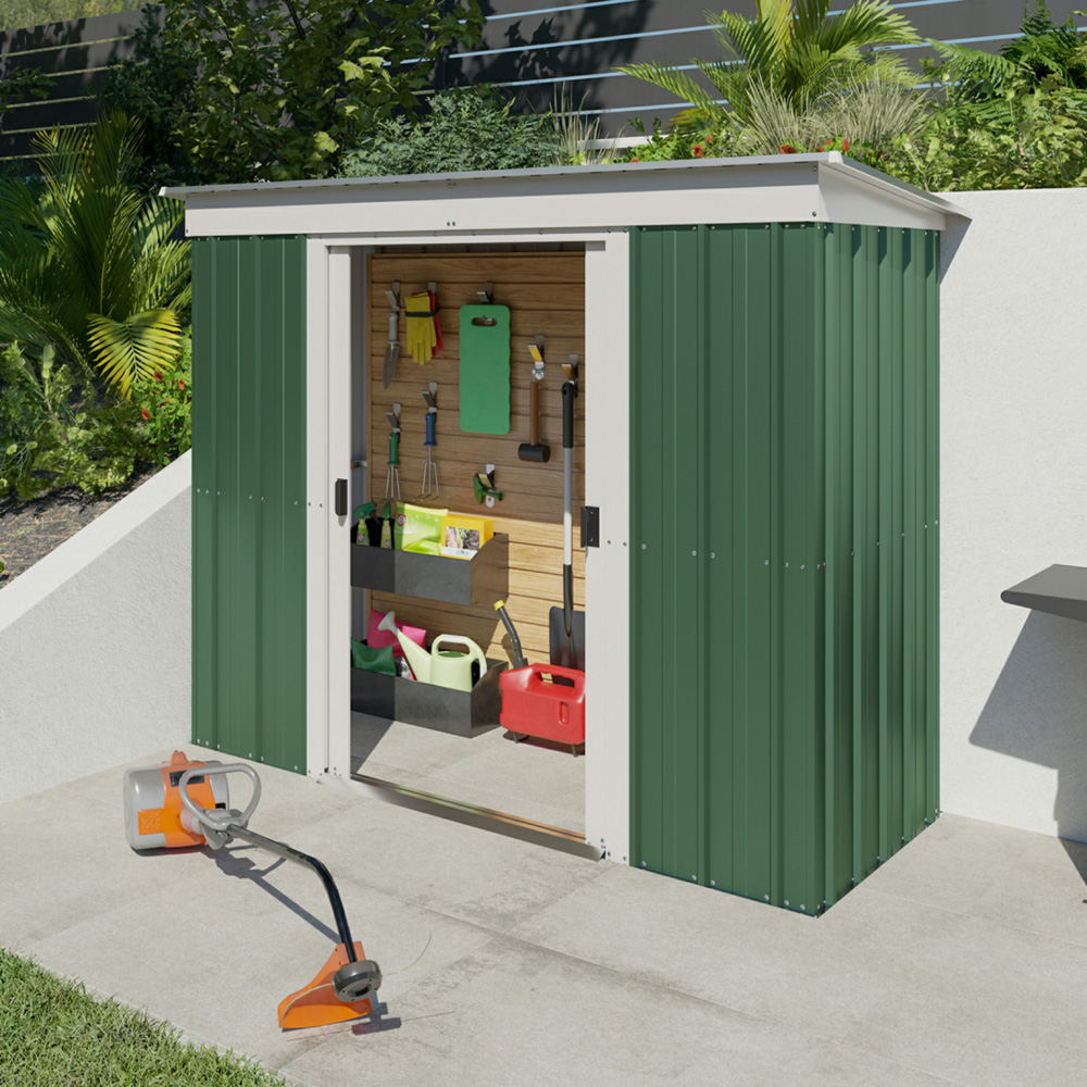 Yardmaster 8 x 4ft Emerald Green Metal Pent Storage Shed Image 2