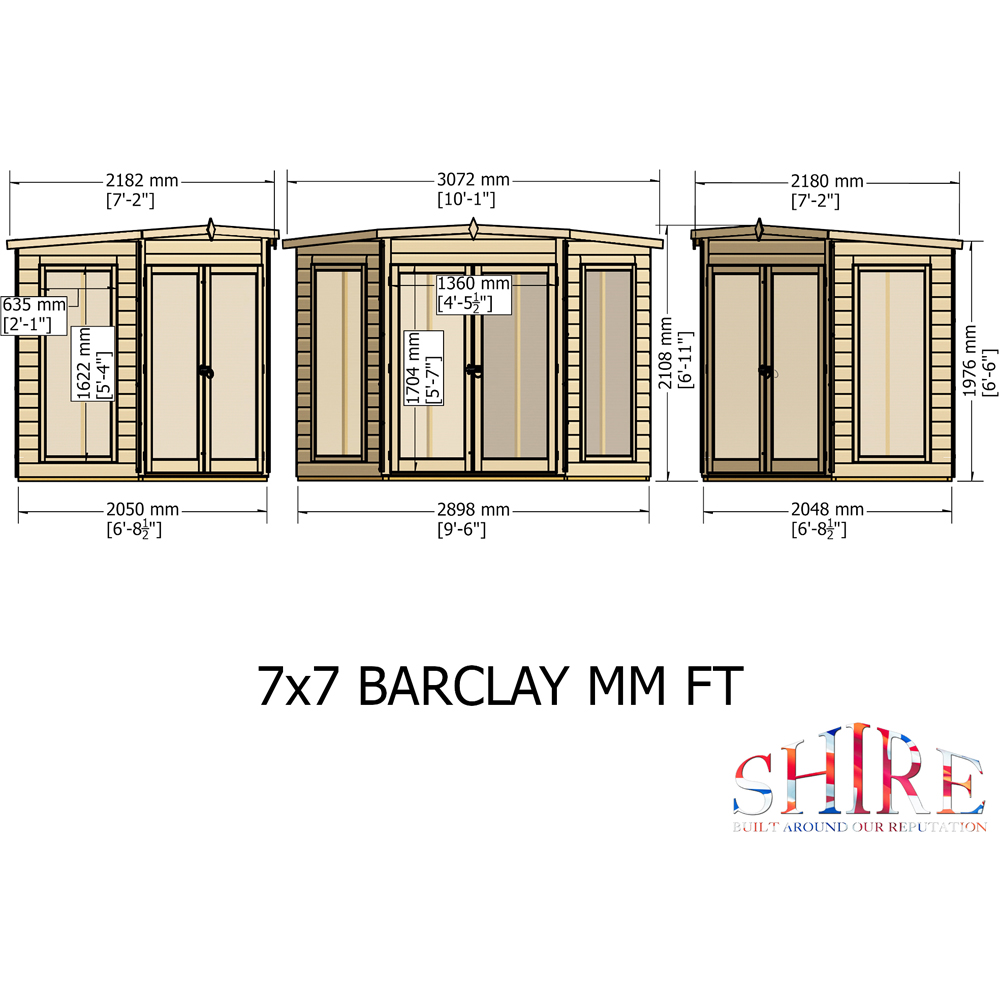 Shire Barclay 7 x 7ft Double Door Traditional Summerhouse Image 9