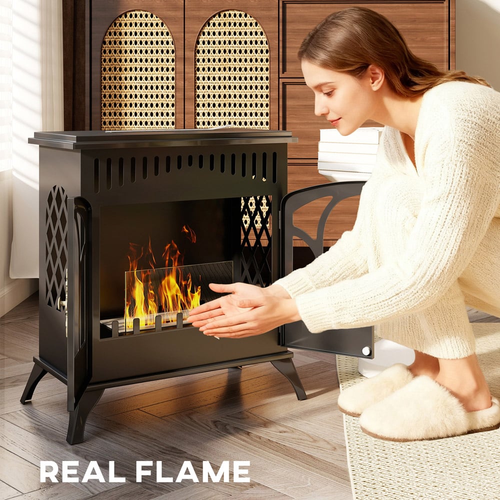 HOMCOM Bio Ethanol Fireplace Stove with Door Image 5