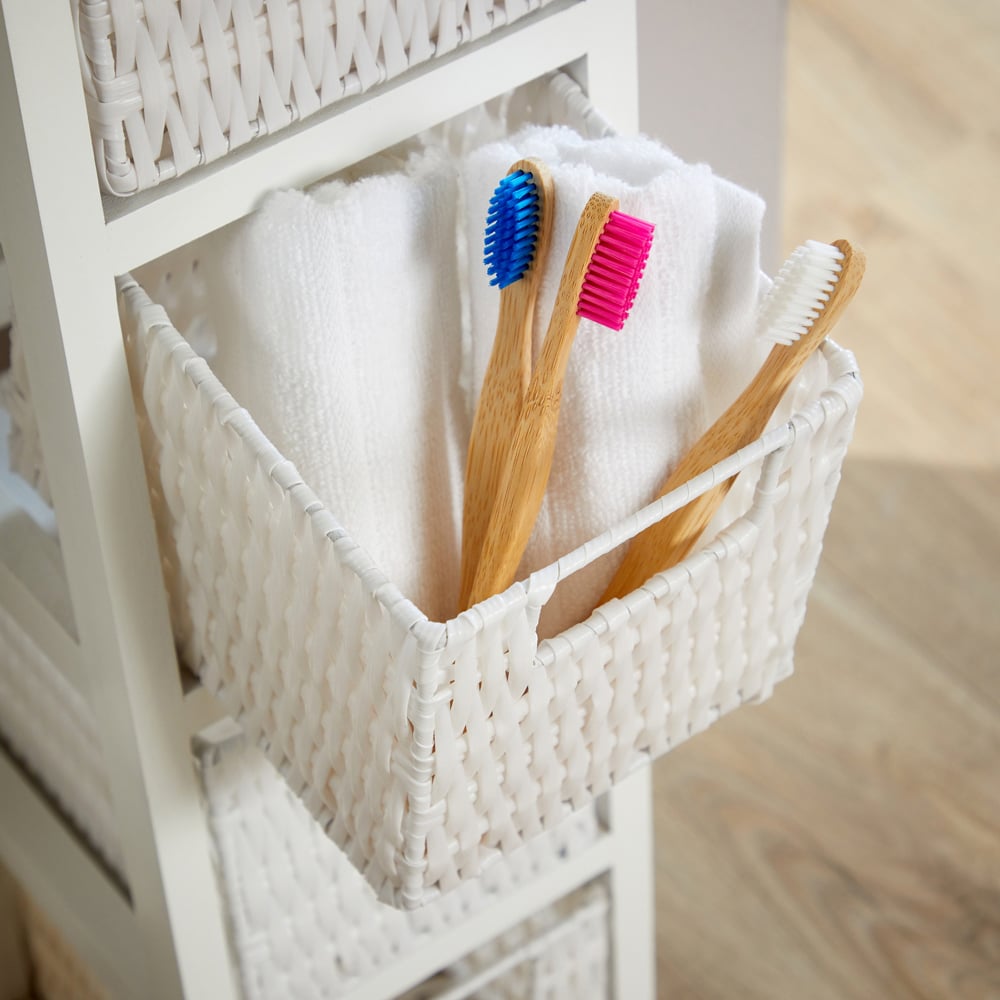 Home Source Lopera 4 Drawer White Slim Storage Tower Image 5