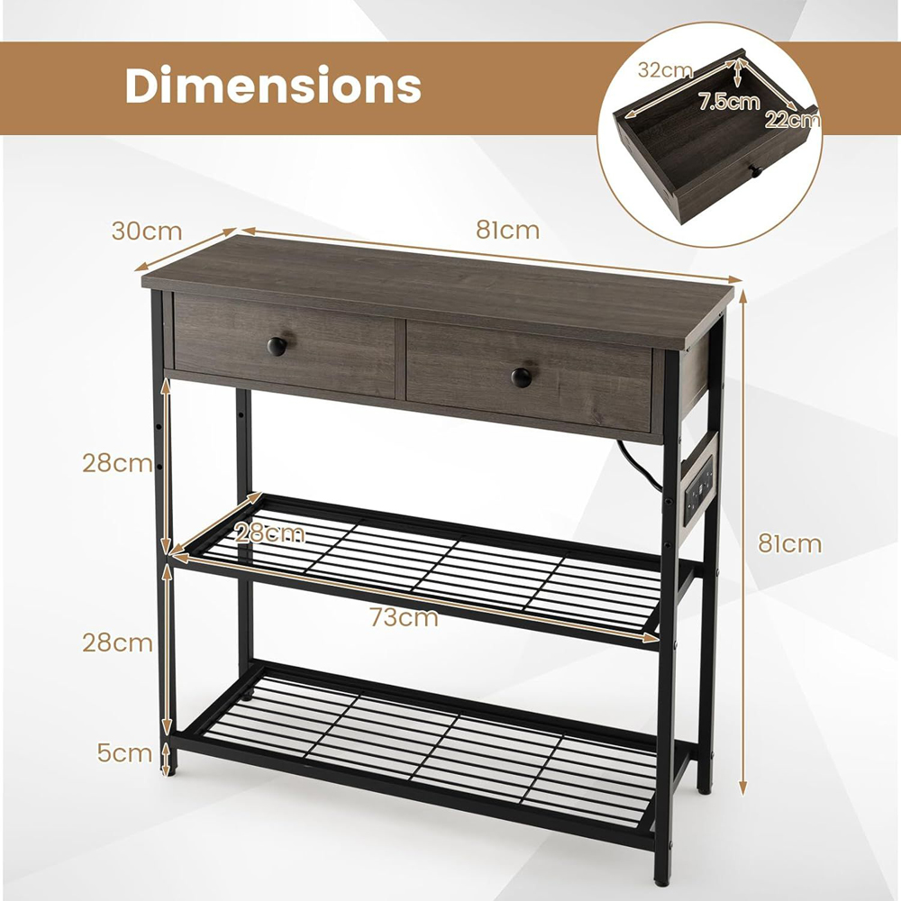 Costway Grey Entryway Narrow Console Table Image 8