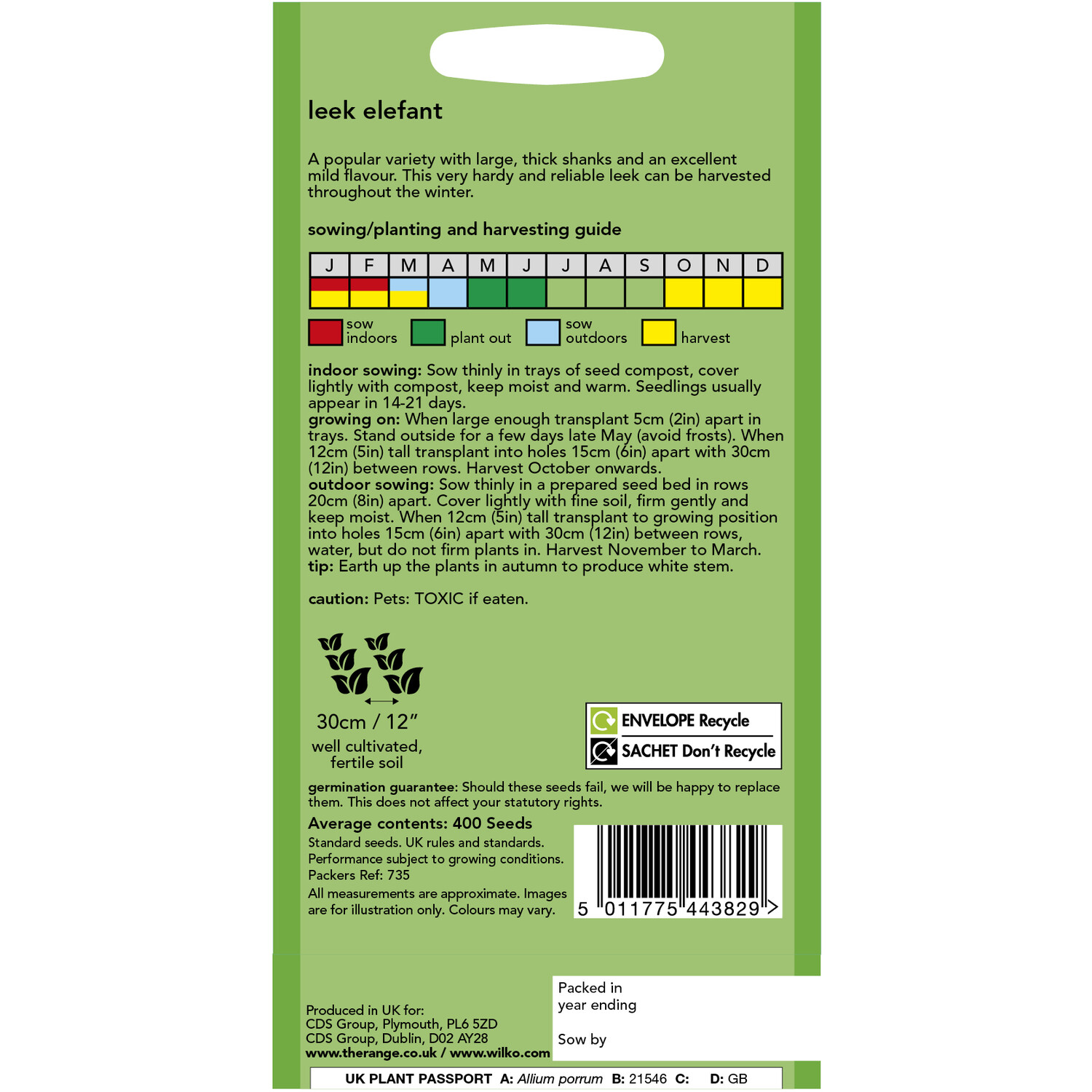 Wilko Leek Elefant Seeds Image 2