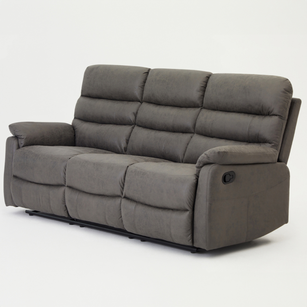 Home Detail Maxwell 3 Seater Grey Air Leather Manual Recliner Sofa Image 2