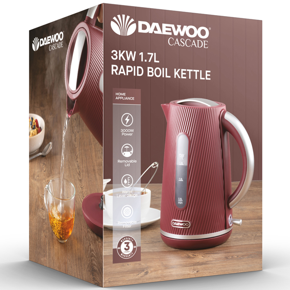 Daewoo SDA2775 Cascade 1.7L Ruby Textured Design Kettle Image 5