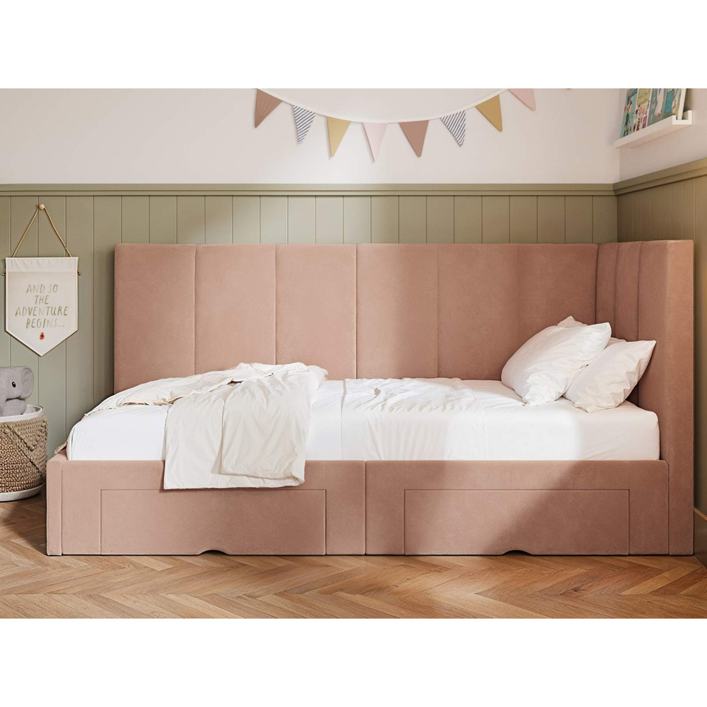Flair Harley 2 Drawers Pink Velvet Bed Frame Image 6