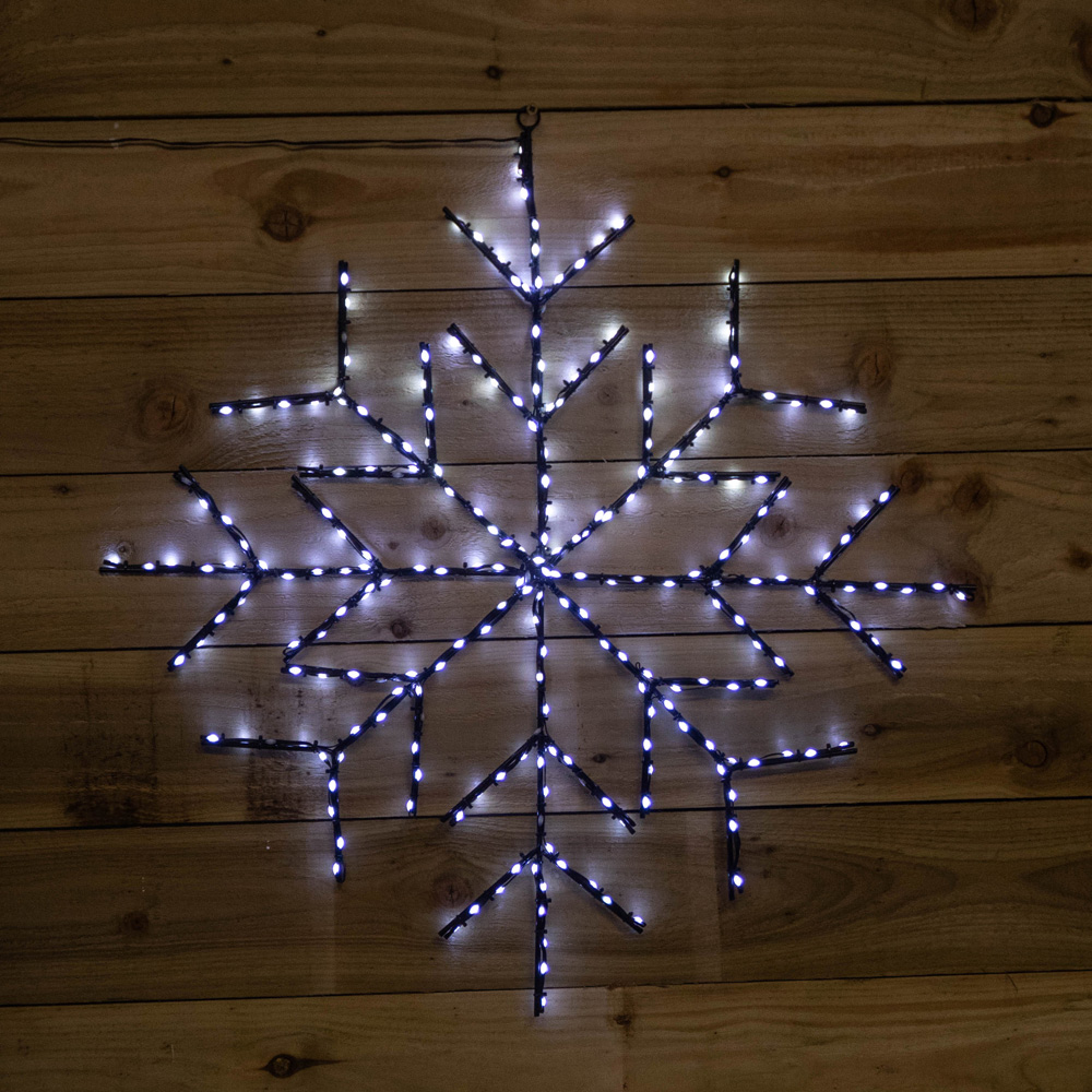 Premier FlexiBrights 250 Cool White LED Light Up Hanging Snowflake Christmas Decoration 76cm Image 5