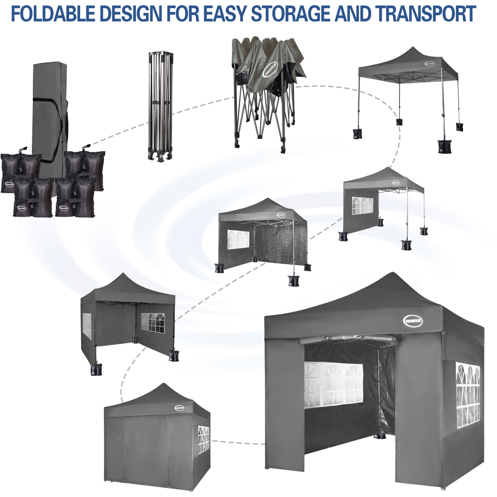 Maximus Grey Pop Up Outdoor Gazebo with Removable Sides 3 x 3m Image 6