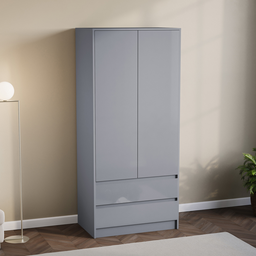Vida Designs Glinton 2 Door 2 Drawer Grey Wardrobe Image 5