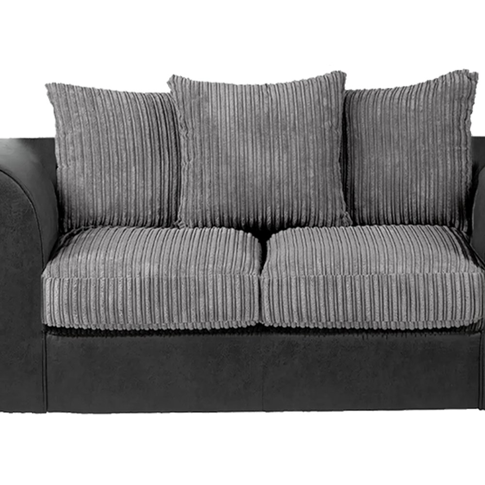 Luxor 6 Seater Black and Grey Jumbo Cord Scatter Back Sofa Suite Image 3